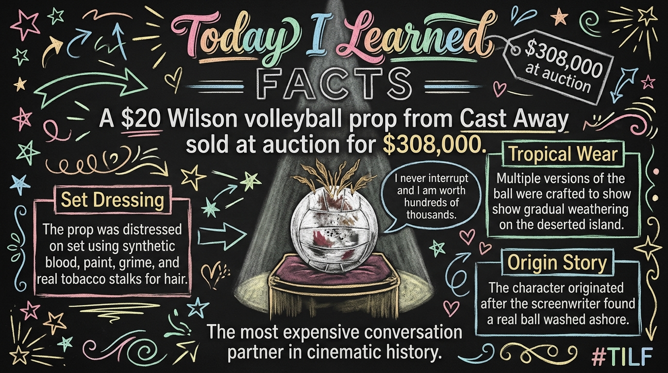 A standard $20 Wilson volleyball used as Tom Hanks' companion in 'Cast Away' shattered auction records by selling for an astonishing $308,000.